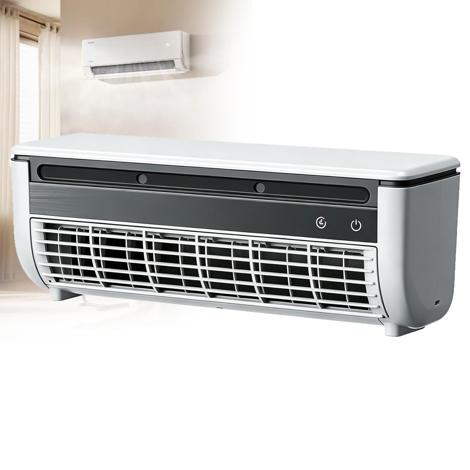 URJWAN Air Conditioning Fan, Small Mini Air-Conditioner,Mini Air Conditioner, Portable AC Fan for Bedroom Office Home, Wall-Mounted Mist Cooler, No-Drill Rechargeable 6000mAh White