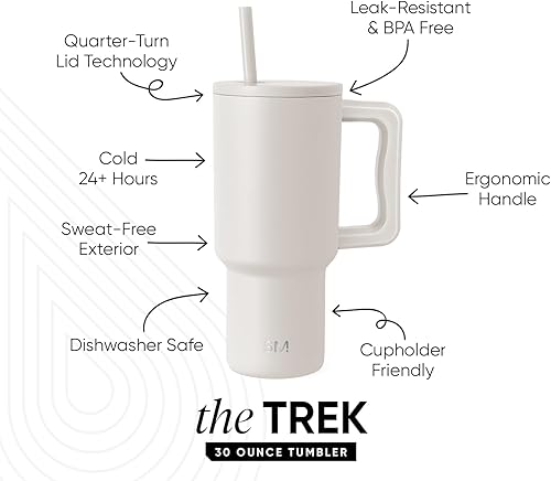 Miniatura 2 de Simple Modern Vaso de 30 onzas con asa y tapa con popote, botella de agua reutilizable de acero inoxidable, taza aislada de viaje, apta para tazas,