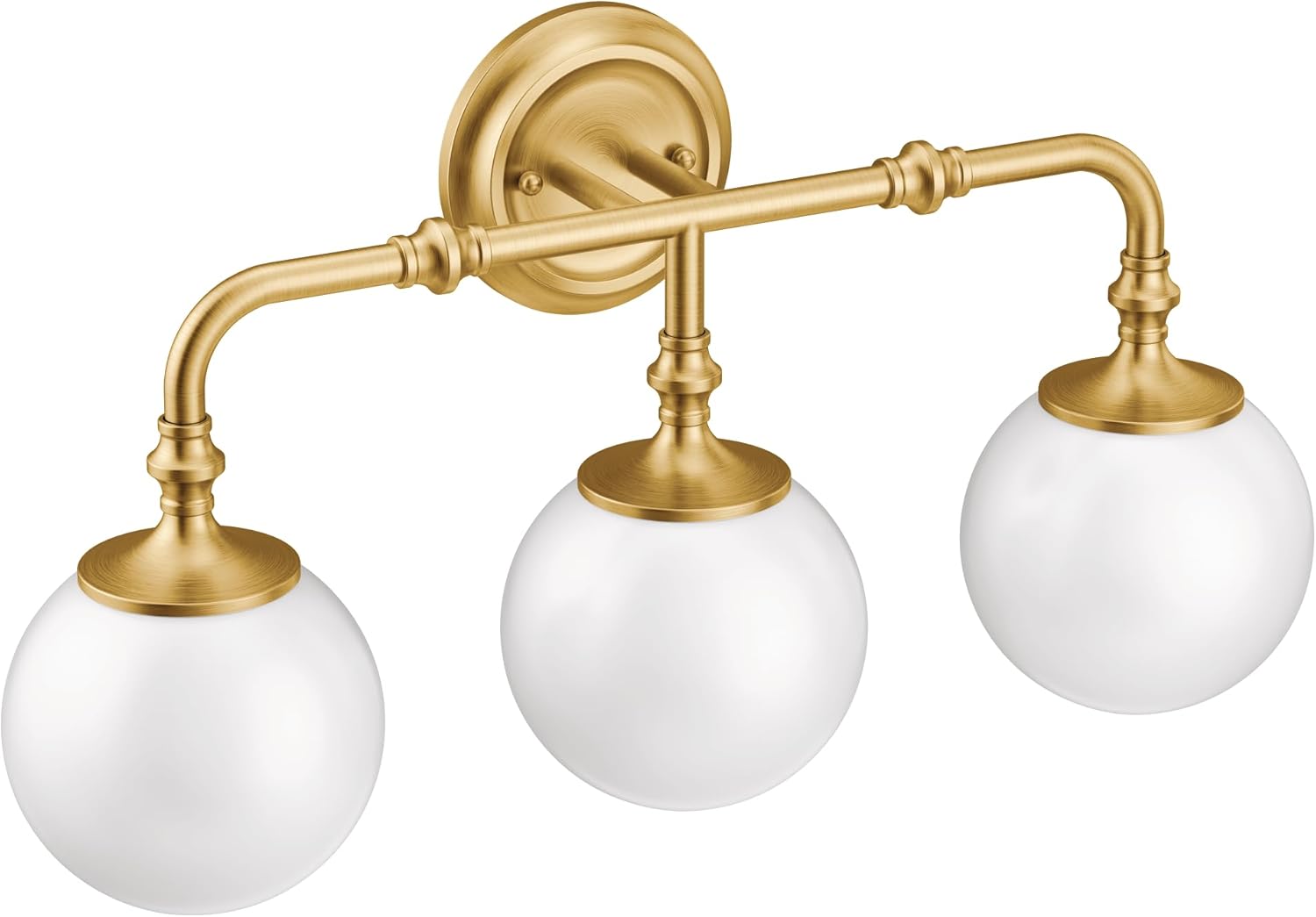 Moen YB0563BG Colinet 3-Light Dual-Mount Bath Bathroom Vanity Fixture with Frosted Glass, No Size, Brushed Gold