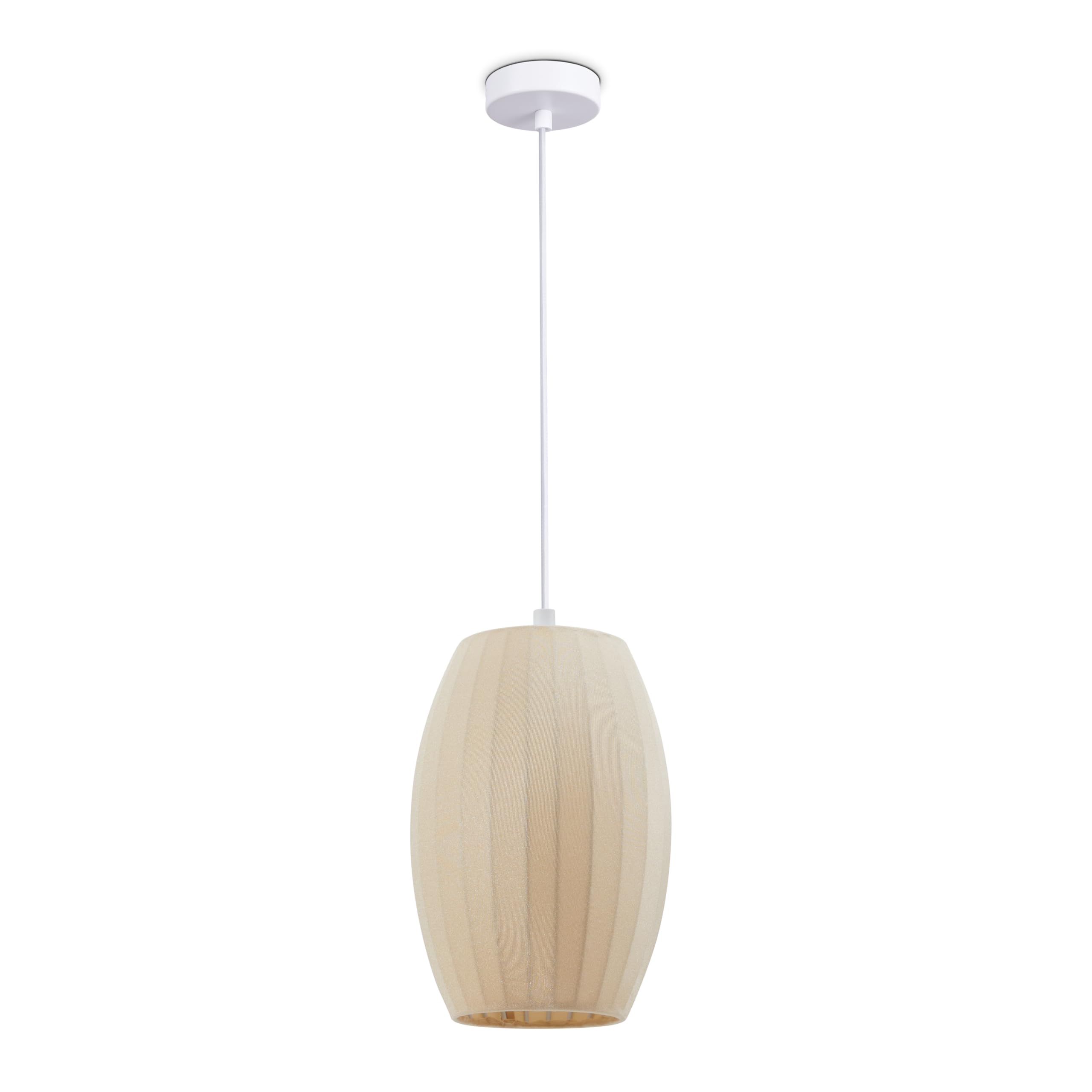 Paco Home Hängelampe Pendellampe Pendelleuchte Wohnzimmer Schlafzimmer Esszimmer Modern Lampenschirm Nylon Uni E27, Lampenart:Pendelleuchte - Typ 4, Farbe:Beige