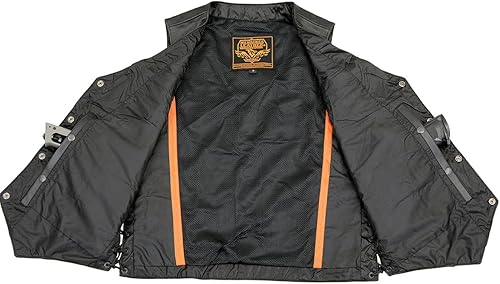 Miniatura 4 de Milwaukee Leather LKM3701 - Chaleco de cuero con encaje lateral para hombre con broches de búfalo