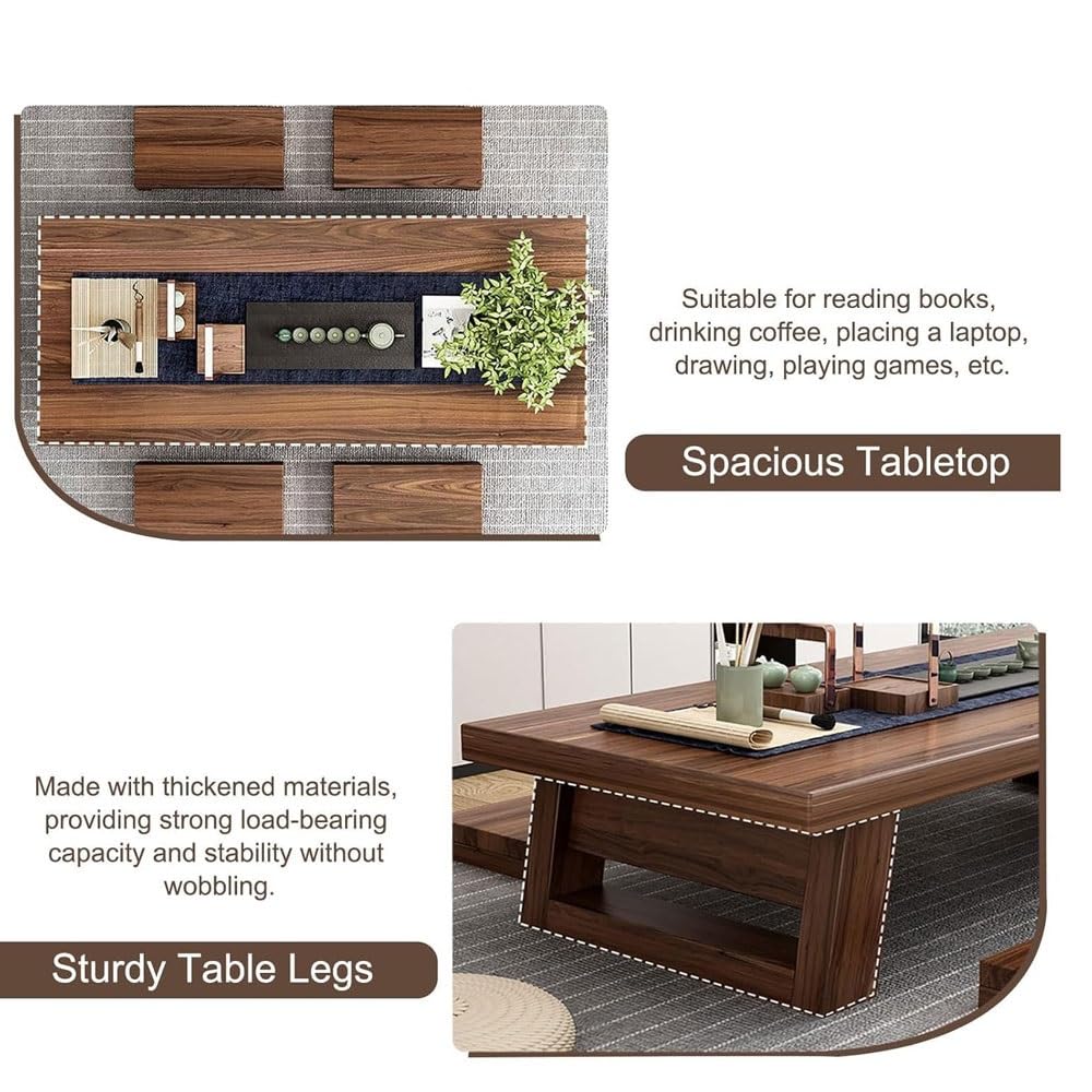 Tavolo da meditazione da pavimento, tavolo basso in legno massello per seduta, tavolo da altare per aree relax casa, design minimalista, ideale per meditazione e relax