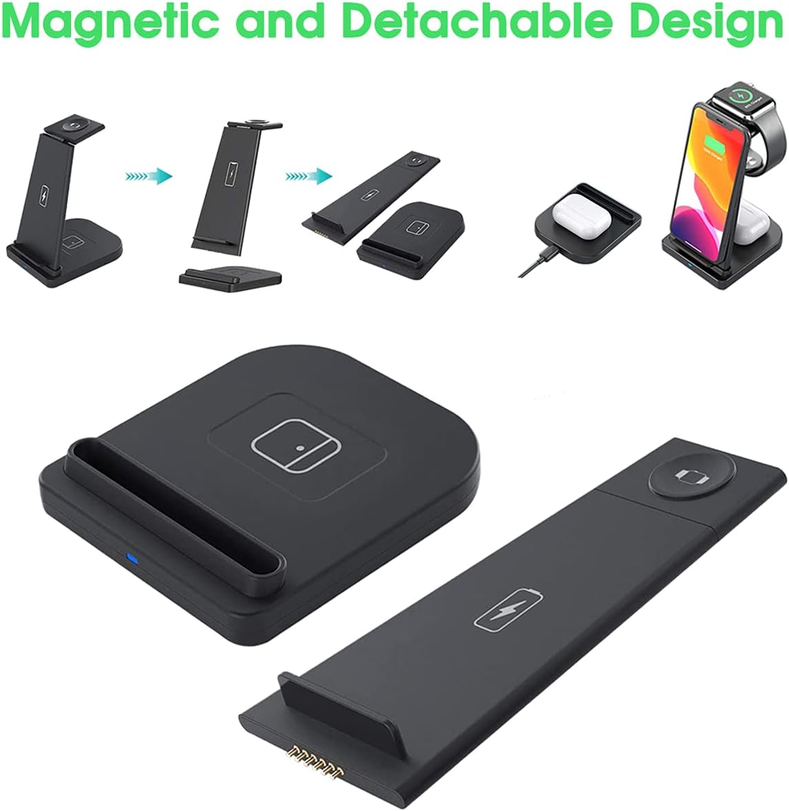 Exclusive Discount 80% Offer 3 in 1 Wireless Charging Station Apple,WEIERJIA 2021 Upgraded Qi-Certified Fast Wireless Charger for Apple Products Compatible iPhone 12/11/Pro Max/X/XS/XR, IWatch AirPods Pro Samsung.