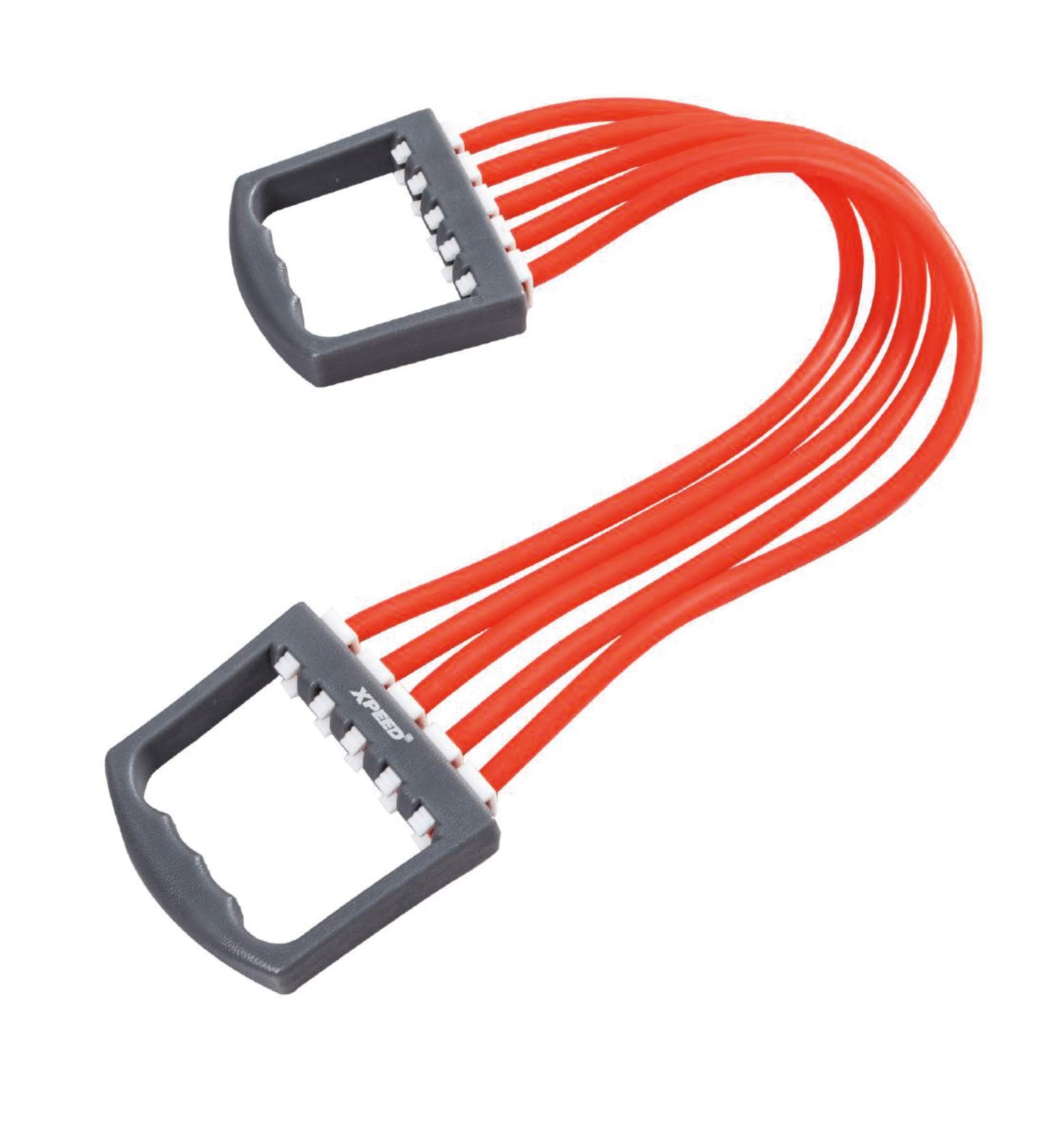 XPEED Adjustable Rubber Chest Expander | Ideal for Yoga, Gym, Home Workout | 5 Premium Natural Latex Tubes to Adjust Training Intensity | Lightweight, Durable with Non-Slip Handle, (Red)