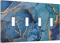 Vista 125 de Placa de pared doble basculante de mármol azul, cubierta decorativa de interruptor de luz de 2 cuadras, moderna acuarela degradada, arte de tinta