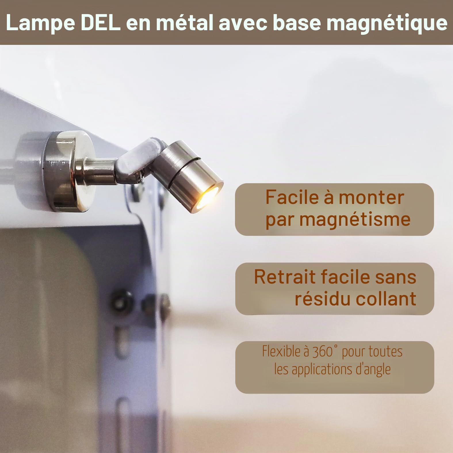 Suzeyar Lampe LED Métal Miniature, Petites Lampes Spot avec Base Magnétique, Lampes LED Fonctionnant sur Batterie, Lampe Spot Miniature Sans Fil pour Peinture d'Art, Vitrine de Bijoux, Artisanat DIY
