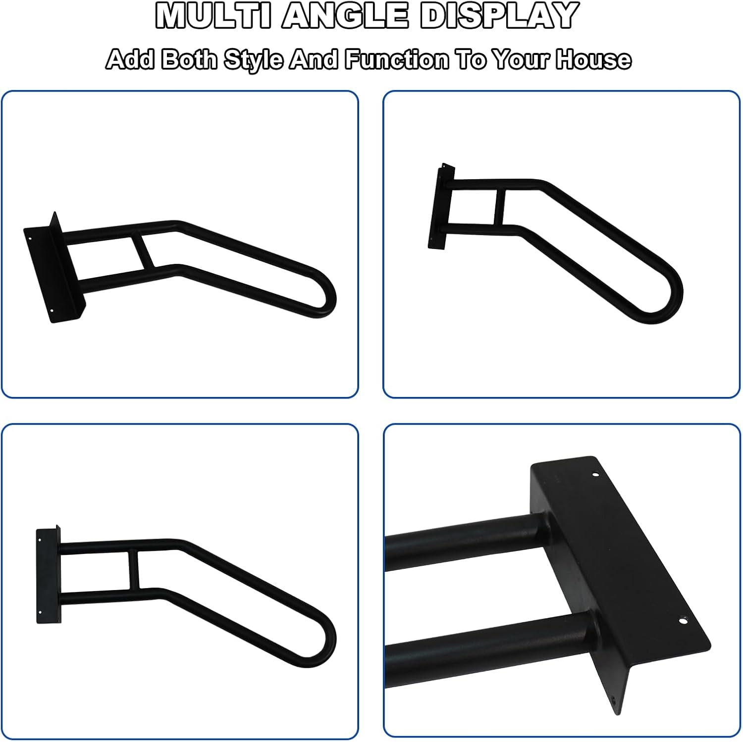 Jamb Mount Handrail for Outdoor Step-1-3 Step Waterproof Stairs Railing-Side Mount Deck Hand Rails for Elderly-Porch Railing-Staircase Grab Rail-U-Shape Safety Handle for Mobile Home/Short Stairway