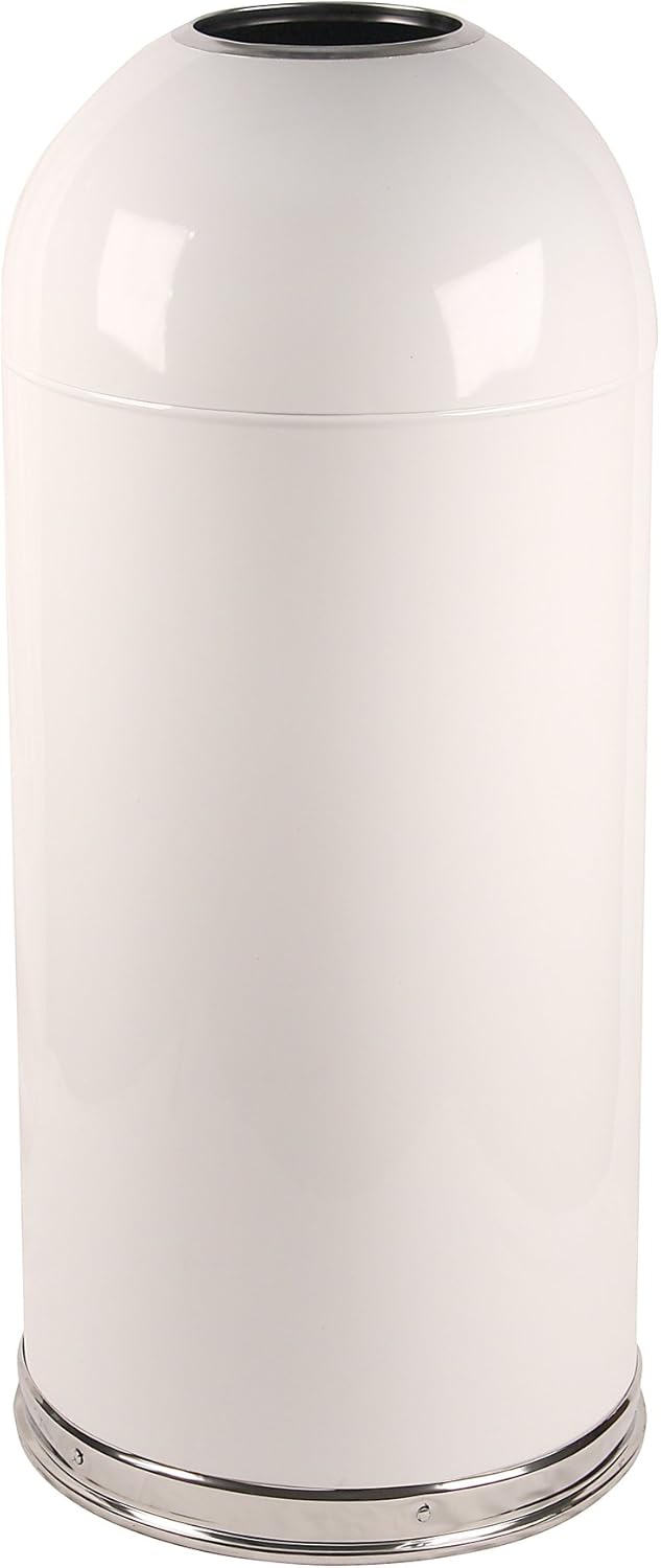 Witt Industries 415DTWH Steel 15-Gallon Standard Open Top Indoor Waste Receptacle with Galvanized Liner, Round, 15" Diameter x 35" Height, White