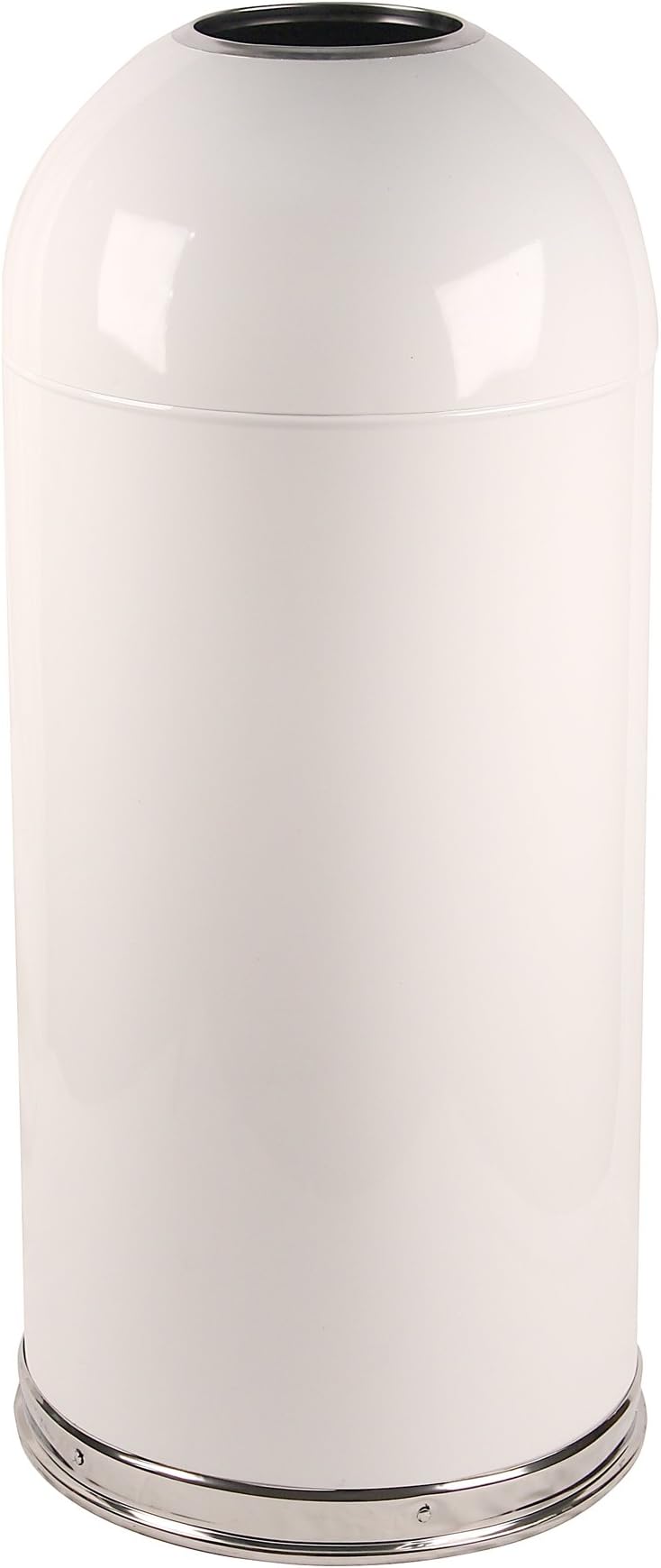 415DTWH Steel 15-Gallon Standard Open Top Indoor Waste Receptacle with Galvanized Liner, Round, 15" Diameter x 35" Height, White