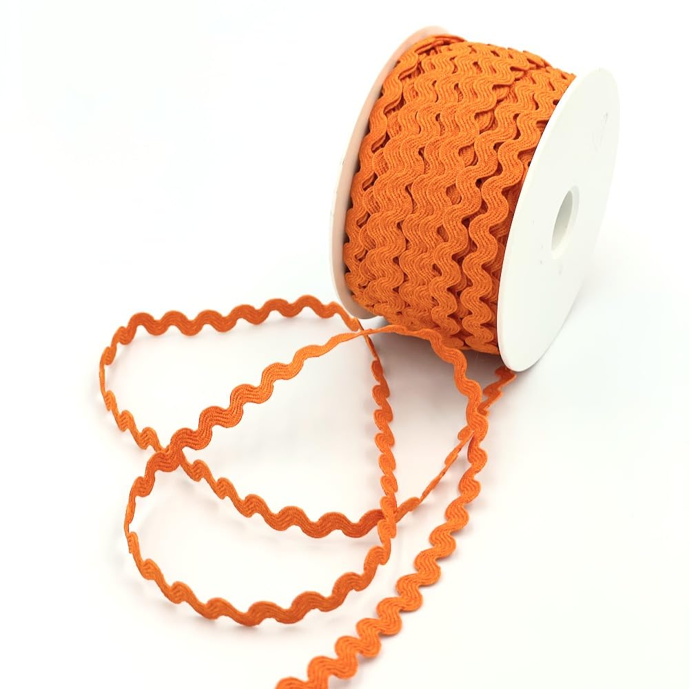 Craft Cult 8mm Small Sized RIC Rac Ribbon Trim - 25 Metre Roll (7 - Orange)