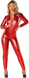 Costumes Metallic Jumpsuit For Women Shiny Cat Suit Red Jumpsuit Metallic Catsuit For Women