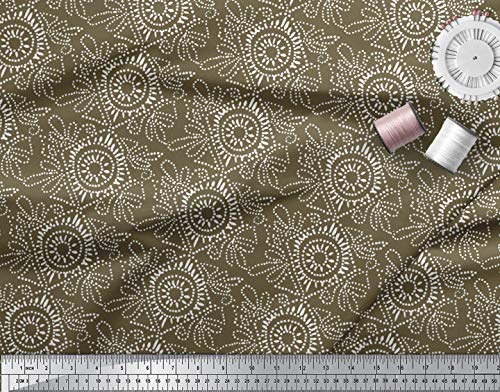 Soimoi Green Georgette Viscose Fabric Blocks Block Print Fabric by Yard 44 Inch Wide - Image 2