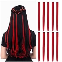 Vista 6 de 12 extensiones de cabello sintético rizado de colores con clip, de 22 pulgadas, para mujeres, niños y niñas, reflejos para fiesta
