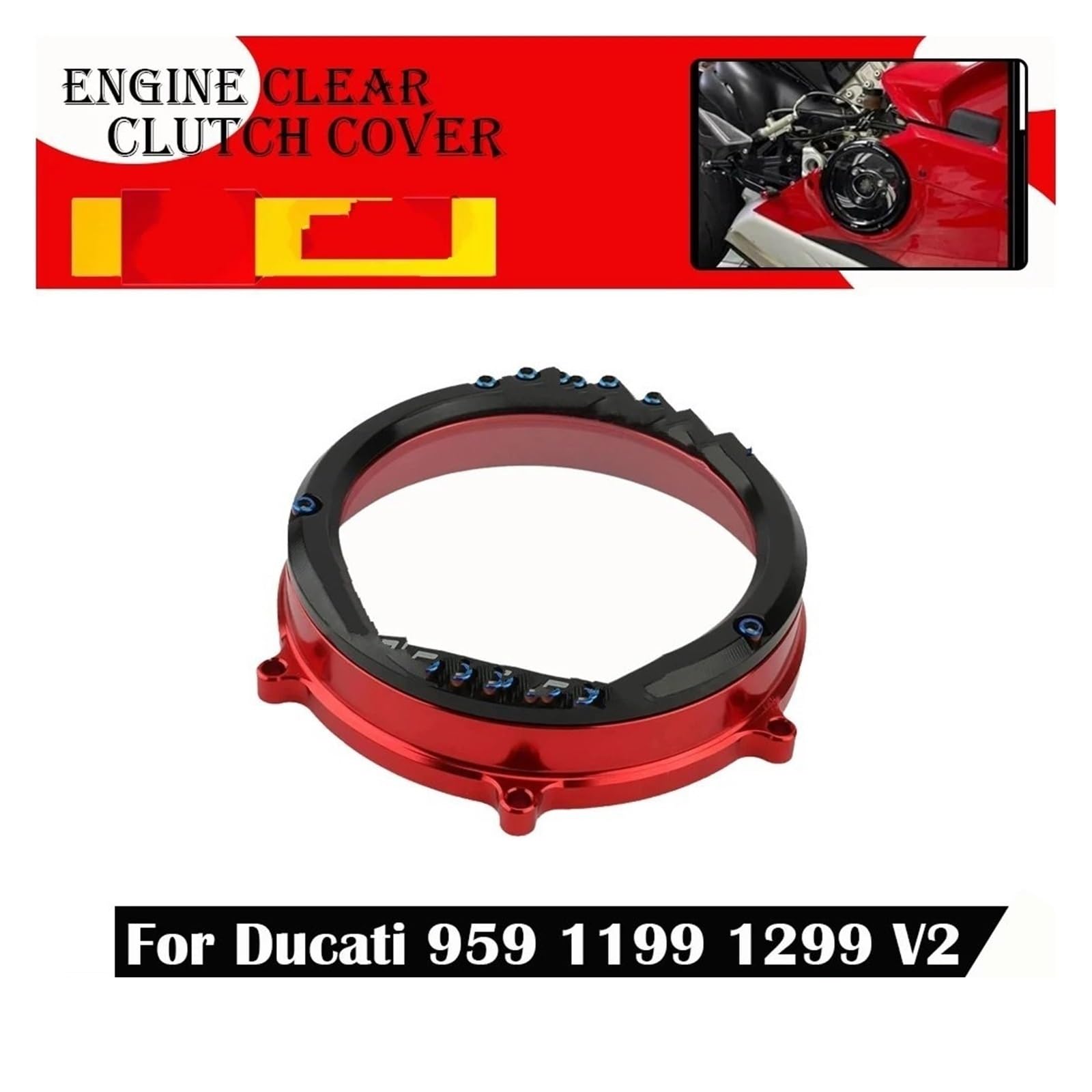 ochraniacz silnika motocykla Pasuje do Ducati wodoodporna osłona zabezpieczająca aluminiowa Panigale 959 1199 1299 V2 pokrywa silnika motocykla silnika motocykla osłona stojanów(A)