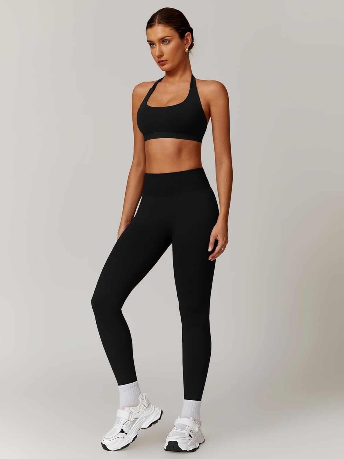 ABOCIW Workout Sets for Women Seamless Scunch Butt Lifting Impact Leggings Halter Sports Bra 2 Piece Gym Outfits - Image 3