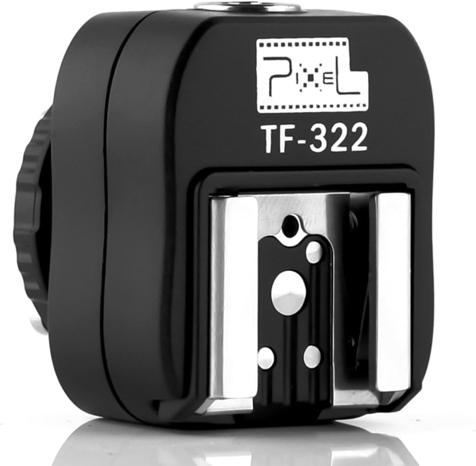 PIXEL Flash Hot Shoe for Nikon, TF-322 Flash Hot Shoe Sync Adapter with Extra PC Sync Port Dedicated for Nikon DSLR Shoe Mount Camera & Flashgun
