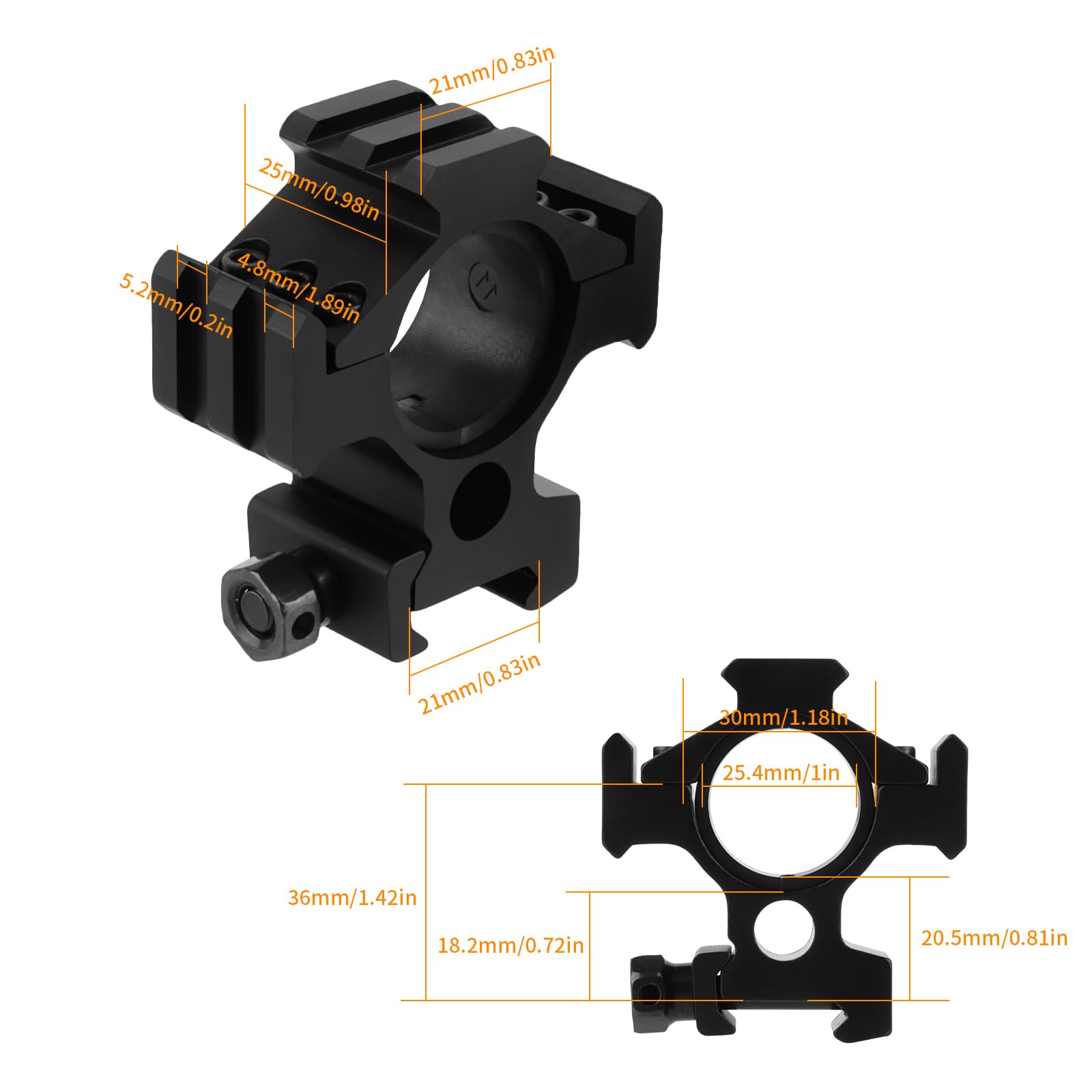 FOCUHUNTER Adattatore Per Imbragatura A Doppio Anello Per Fucile 30mm - Piastra Terminale In Acciaio - 2 Pezzi