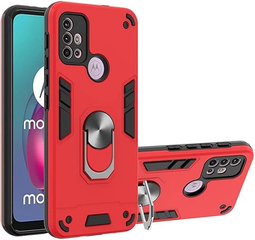 SATURCASE Funda para Motorola Moto G10 G20 G30, Armor Hybrid 2 en 1 PC y silicona Anillo de doble capa Kickstand Bumper funda protectora a prueba de