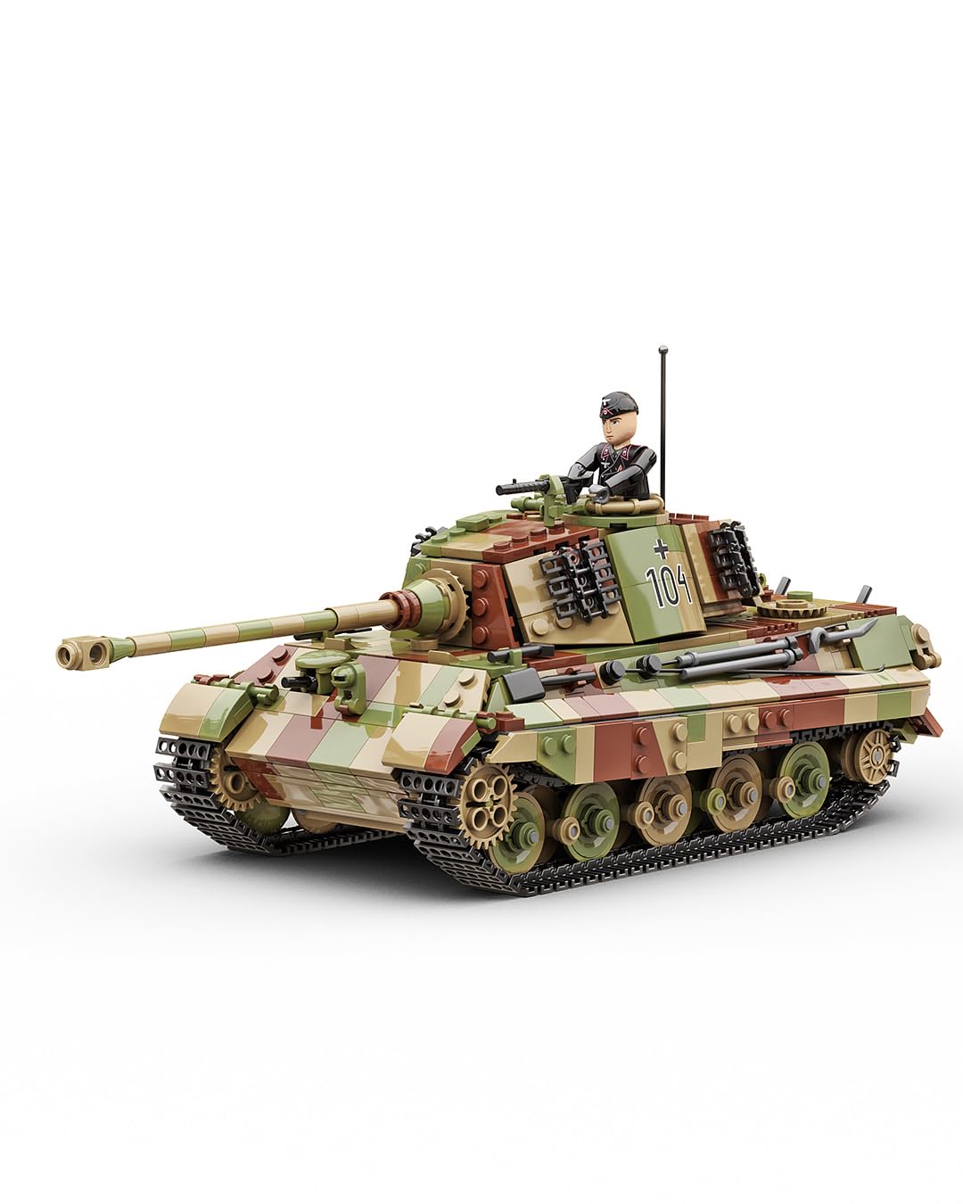 Buildarmy King Tiger II (Tiger II) WW2 Niemiecki Model Czołgu Wojskowego, Zestaw Klocków do Budowy w Kamuflażu, Kolekcjonerskie Klocki do Budowy Armii dla Dorosłych, 1145 sztuk Model do Prezentu i