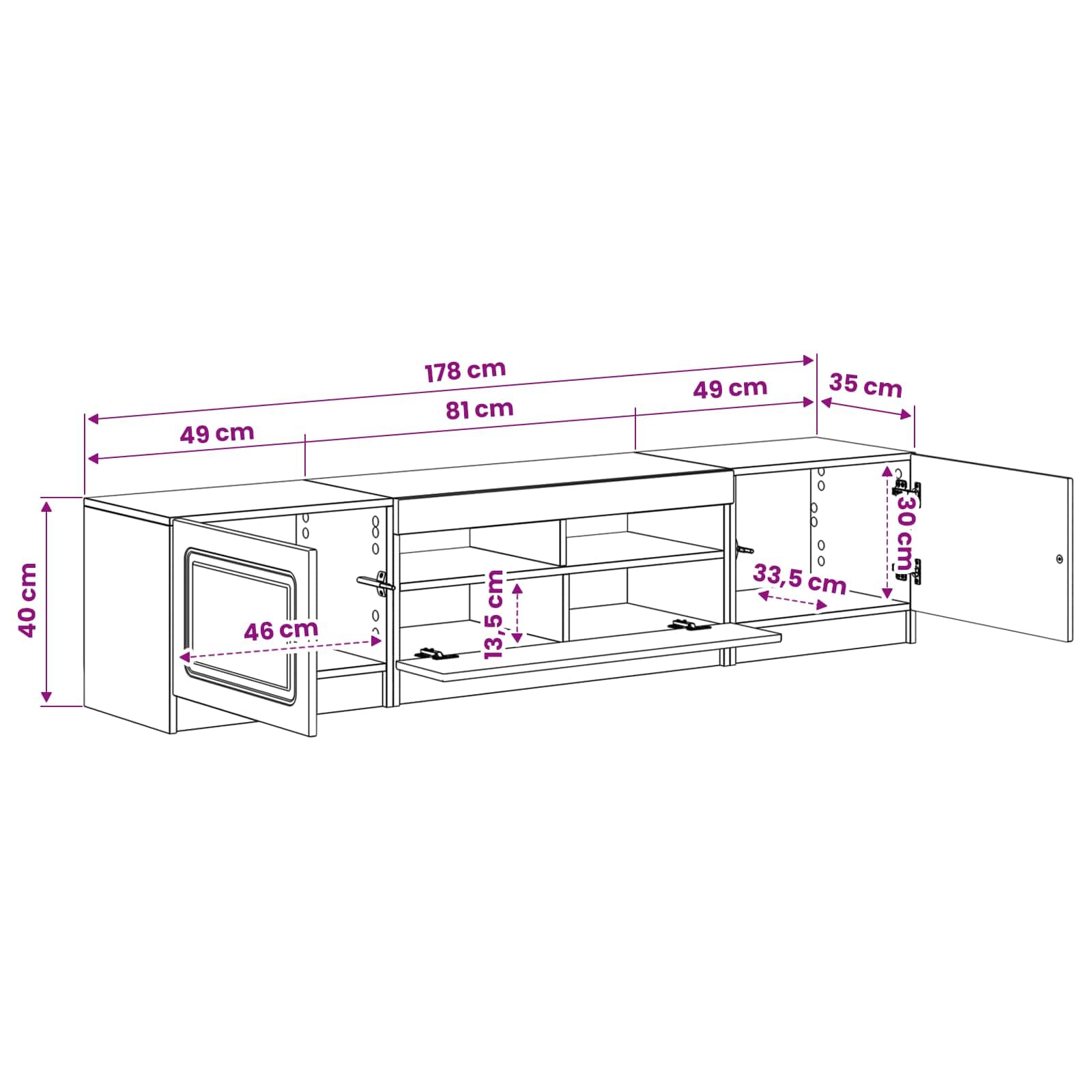 Gabinete de TV LED de 5 piezas, madera vieja, material con