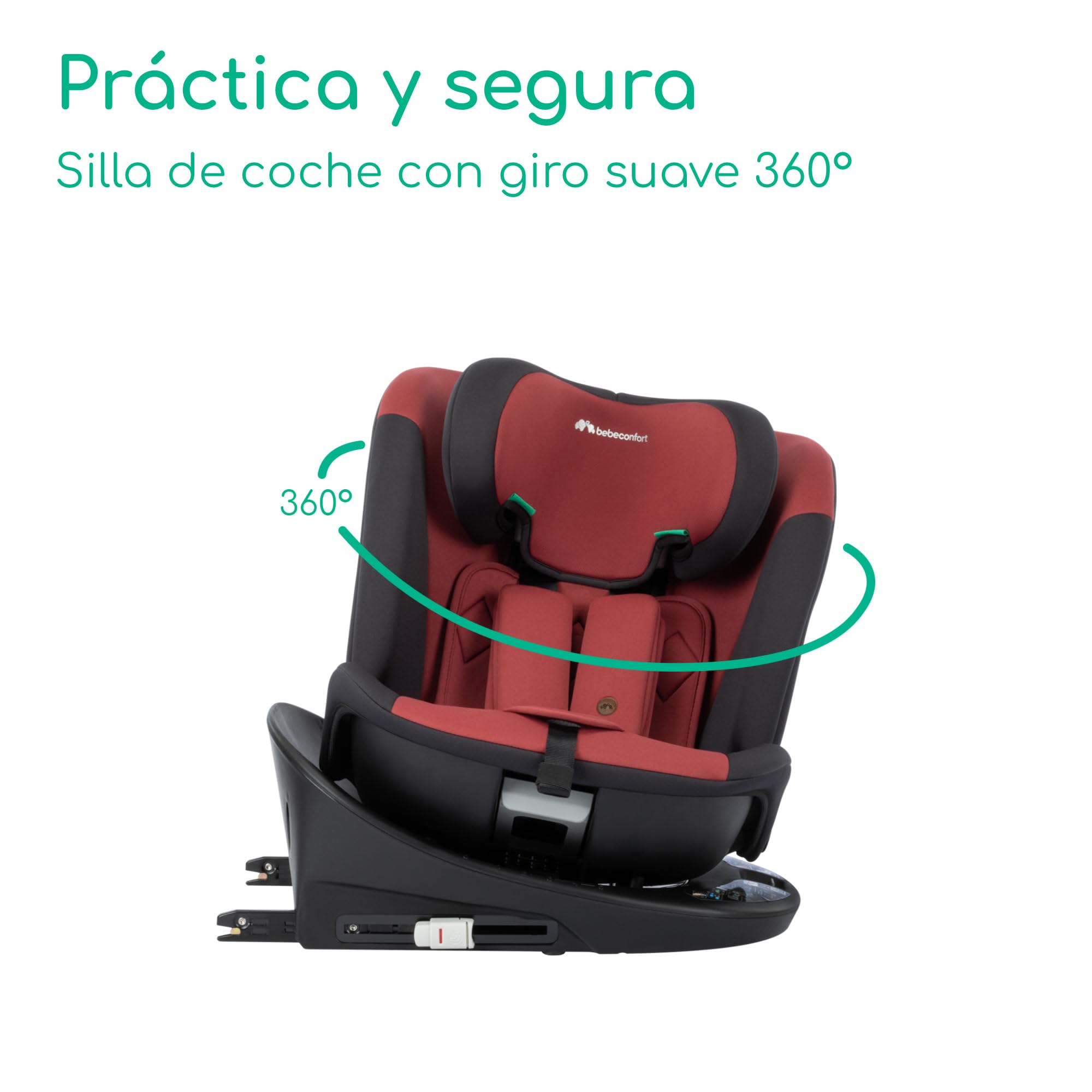 Bebeconfort RevolveFix 360 i-Size Girevole 360, Seggiolino Auto 0-36 Kg, 0-12 anni, ISOFIX con Top Tether, Seggiolino Reclinabile 6 Posizioni, 12 Posizioni Poggiatesta, Tessuti Traspiranti, Dual Red
