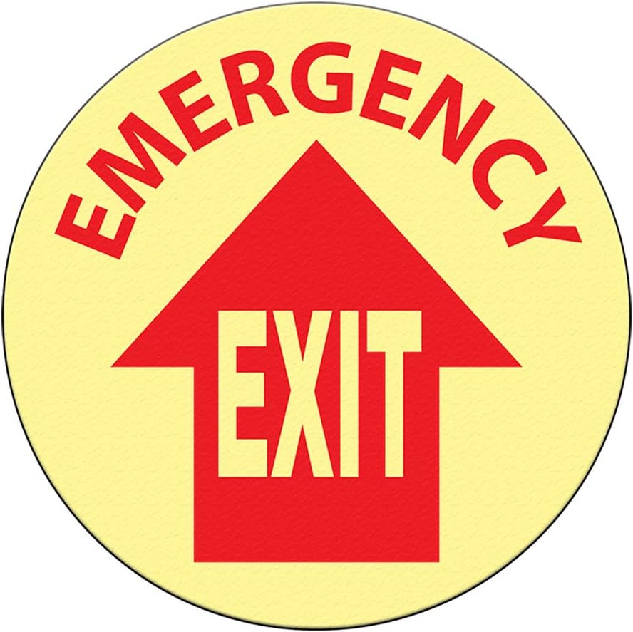 Emergency Exit Floor Decals Red Tan AntiSlip Round Shape