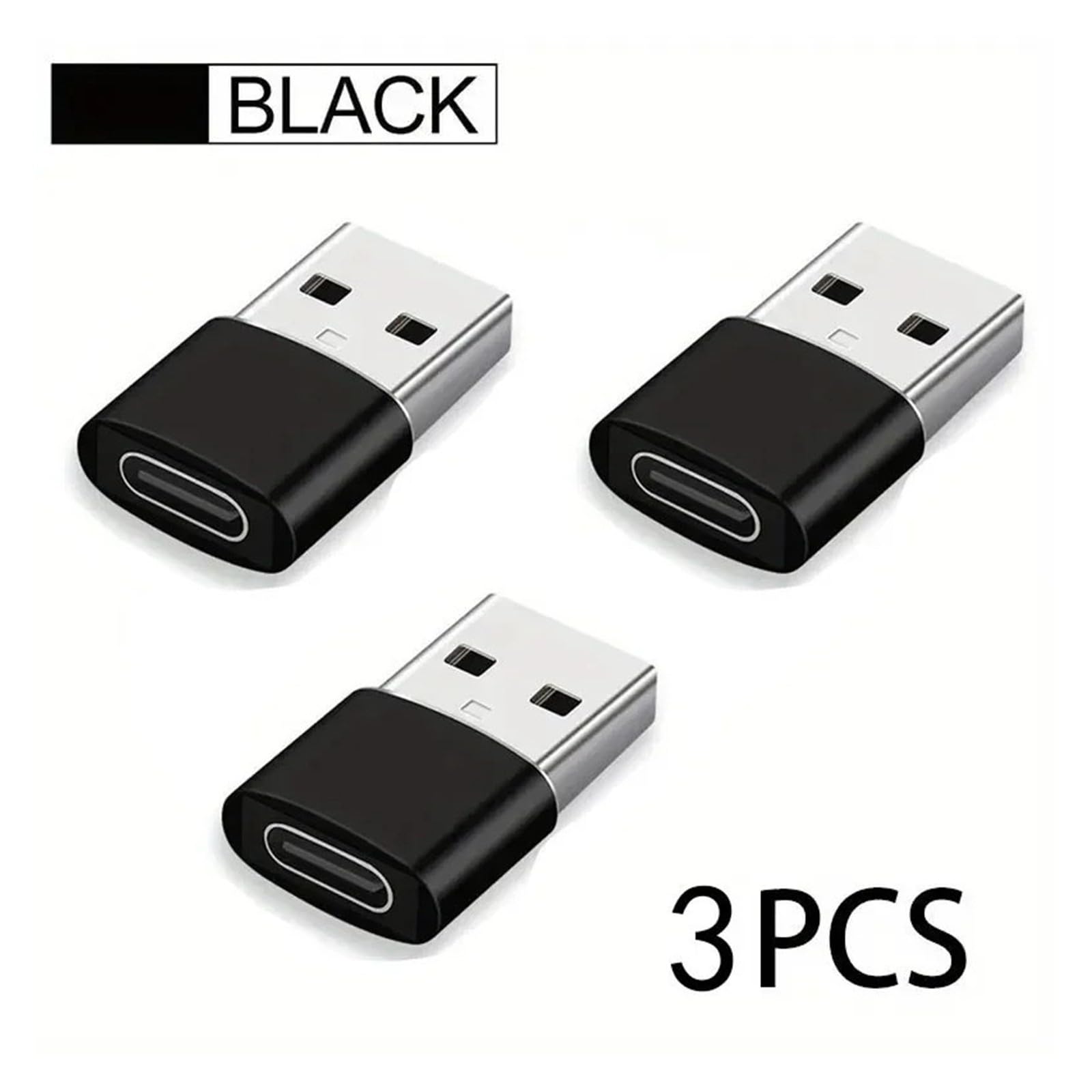 Confezione da 3 adattatori da USB-C femmina a USB maschio, ricarica rapida, convertitore OTG per iPhone 15 (USB 2.0 argento-3 pezzi)