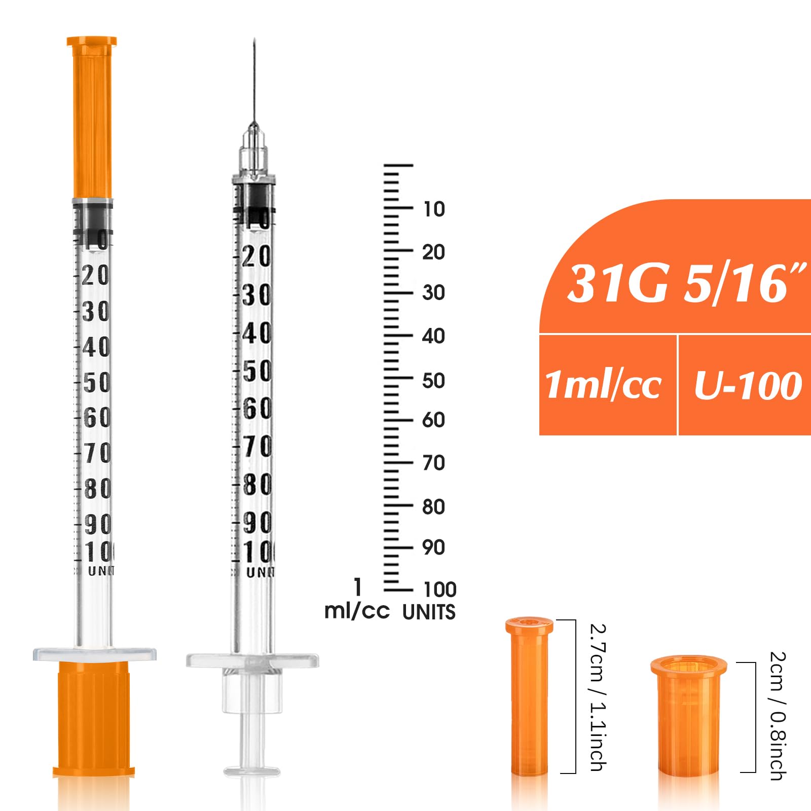 100 Pack 1 ml/cc 31 G 5/16 Inch Syringe, Individually Packed — Amazon image 3