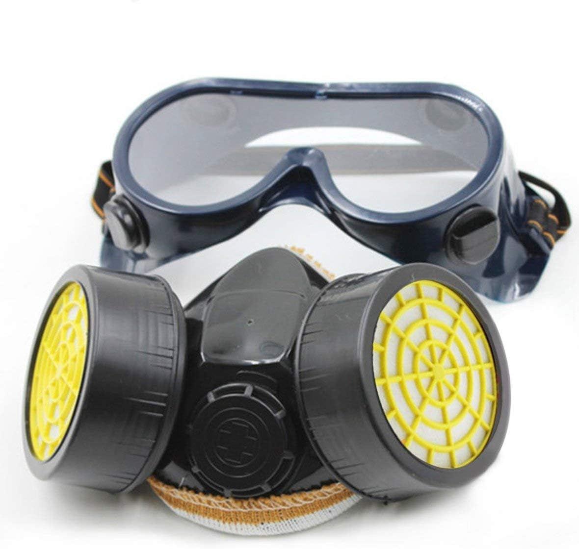 Dual Cartridge Anti-Dust Mask Chemical Safety Painting Gas Filter Respirator with Goggles Industrial Safety Equipment
