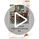 Image of Solid Sheesham Wood 6 Seater Dining Table Set with Cushioned Chairs for Dining Room | Living Room | Home & Office | Hotels Restaurant & Cafe (6 Seater, Honey)