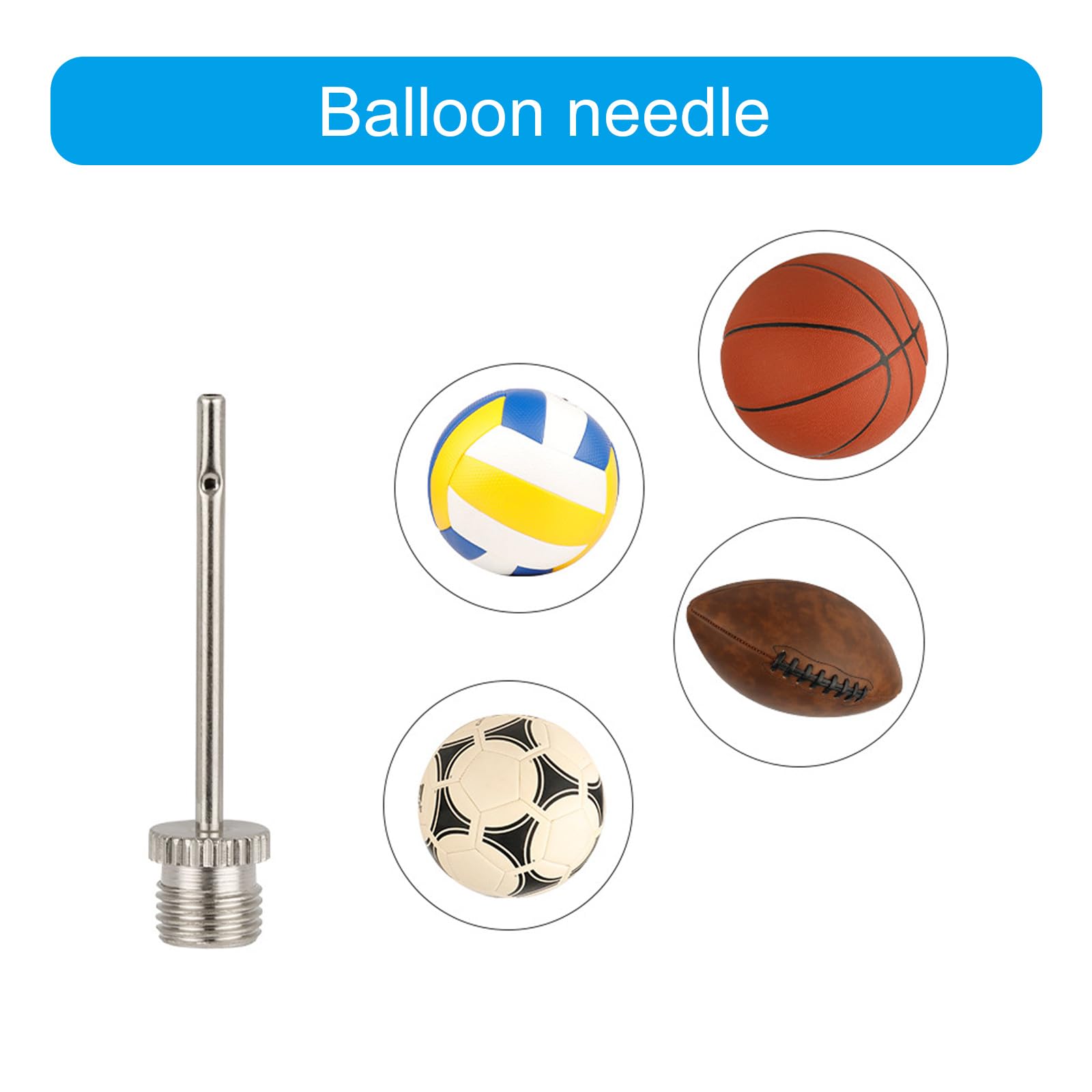 Set di adattatori per pompe per pneumatici a sfera per gonfiaggio ad ago per valvole in metallo per sport e biciclette