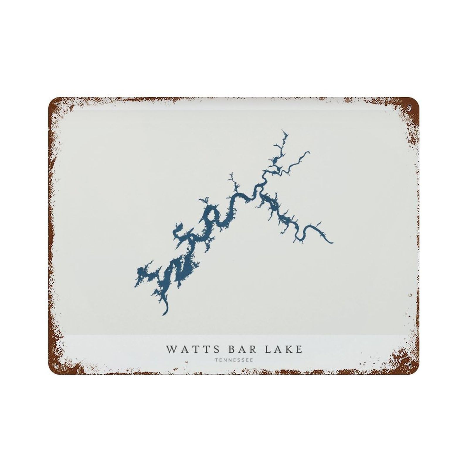 xiaoxiaoshen Watts Bar Lake Map Tennessee Wall Decor Art Metal Tin Poster Modern Home Decor Art Home Bar Shop Decorations Vintage Sign 30x40cm