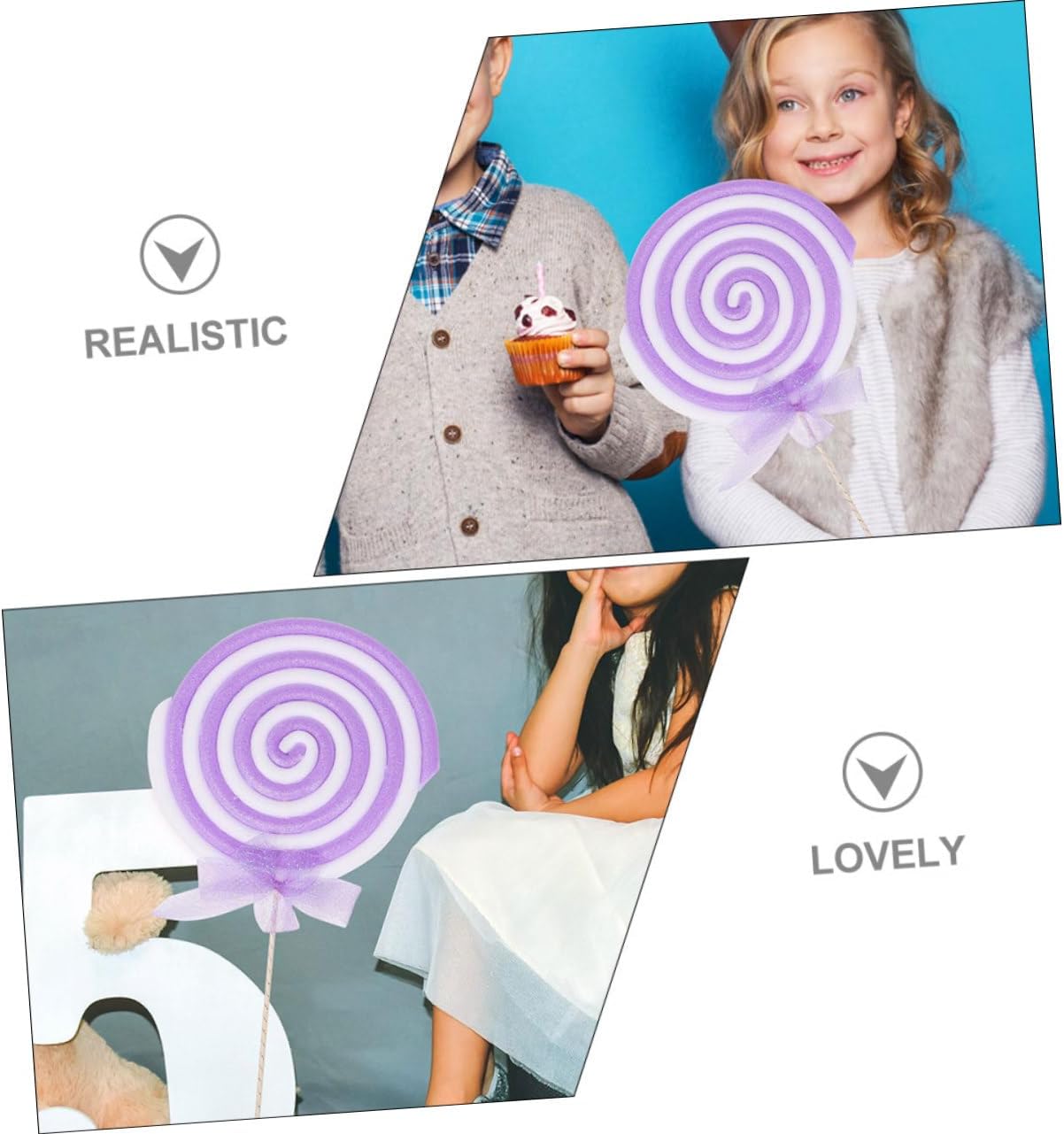 2Pcs Simulation Lollipop Props Decorative Fake Lollipops for Photography Birthday and Party Decorations Safe Material Realistic Design