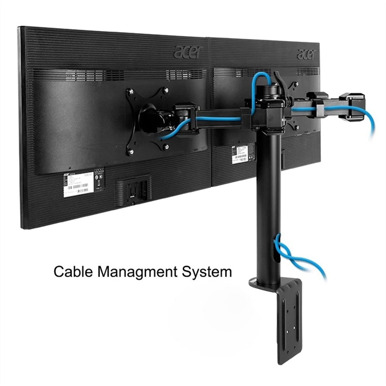 Braccio per Doppio Monitor da 10-32", autoportante, Robusto, Completamente Regolabile, Supporta Fino a 10 kg per Braccio con VESA 75x75mm.,
