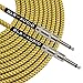GLS Audio Instrument Cable - 1/4 Inch TS to 1/4 Inch Instrument Cable for Bass/Electric Guitar- Brown/Yellow Braided Tweed, 15ft