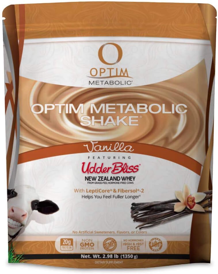 Meal Replacement Shake with Clinically Proven Ingredients for Weight Management, Grass Fed Hormone Free Whey Protein, High Fiber, Low Carb, Vanilla, 30 Servings