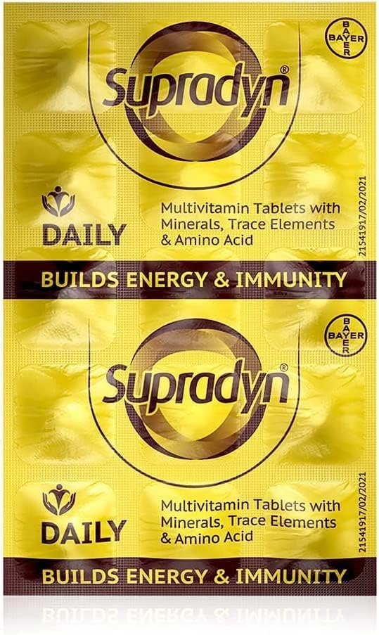 Miniatura 2 de Supradyn - Tabletas multivitamínicas diarias con zinc (15 tiras), marrón, 225 unidades