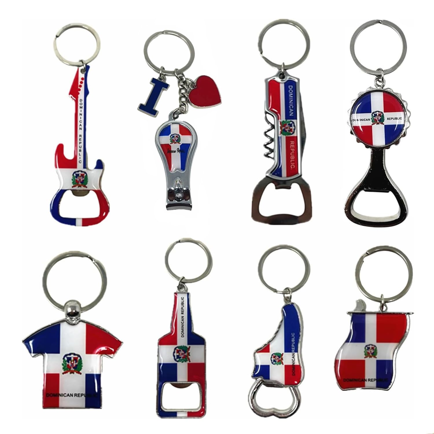 Schlüsselanhänger Mit Dominikanische Republik Flagge – Gestickt, 9,5 Cm, Mit Karabiner