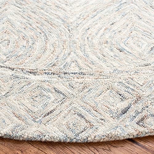 Tapete redondo beige y gris 6' de lana hecha a mano miniatura 4
