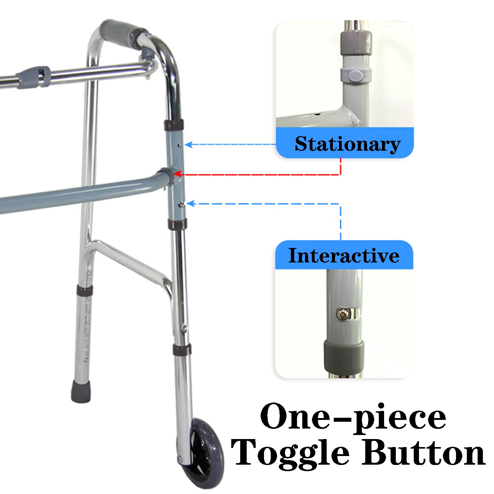 Cesta Plegable para Caminante para Personas Mayores, Marco para Caminar Ajustable en Altura con Ruedas para Adultos Mayores, Cesta para Caminar para Personas Mayores con Movilidad