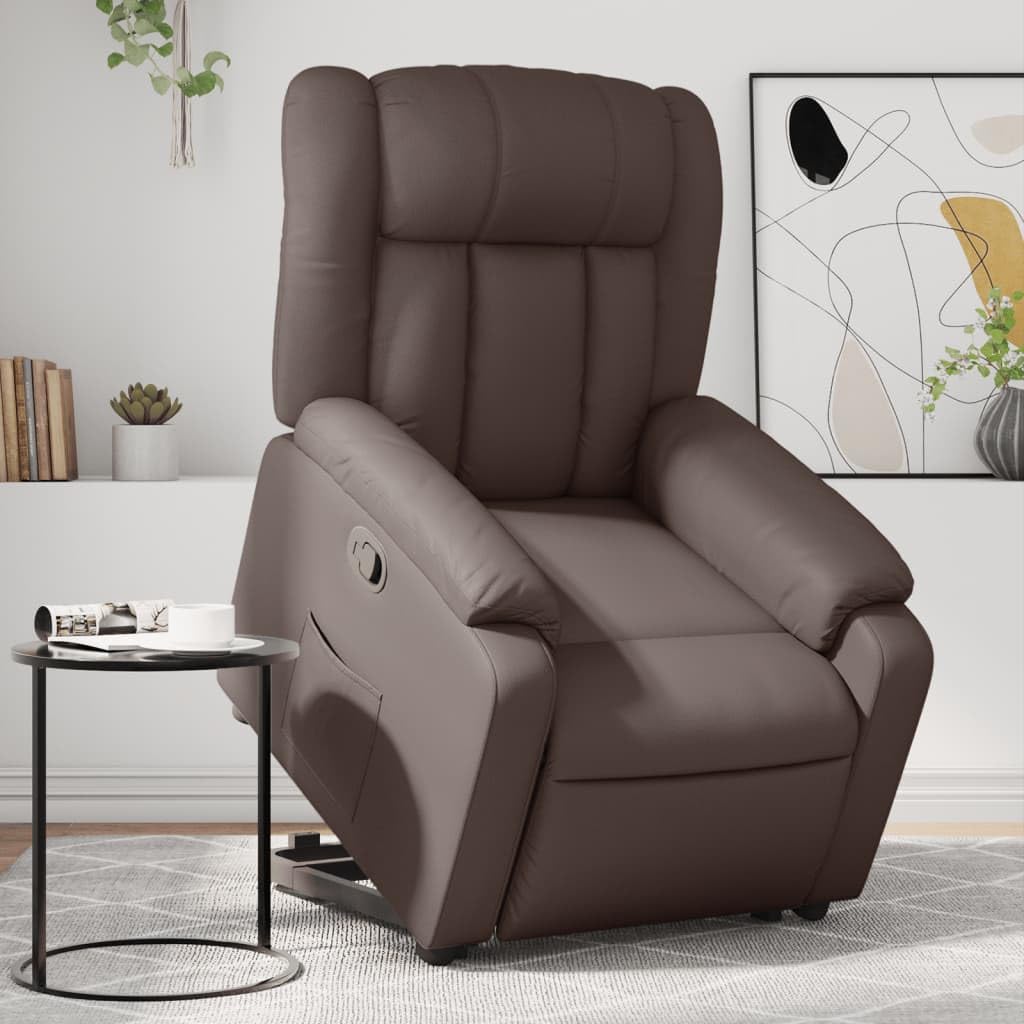 Homgoday Relaxsessel mit Aufstehhilfe Fernsehsessel Verstellbarer Ruhesessel Aufstehsessel Relaxsessel mit Liegefunktion Sessel für Senioren mit Aufstehhilfe TV Sessel Braun Kunstleder