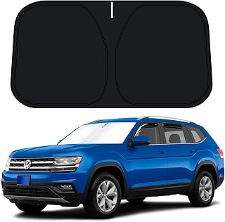 Windshield Sun Shade for Volkswagen Atlas 2018-2025 VW Atlas Cross Sport Accessories, Front Window Sunshade Sun Visor Protector Block UV Rays Heat, Foldable 2 Layers 210T Material