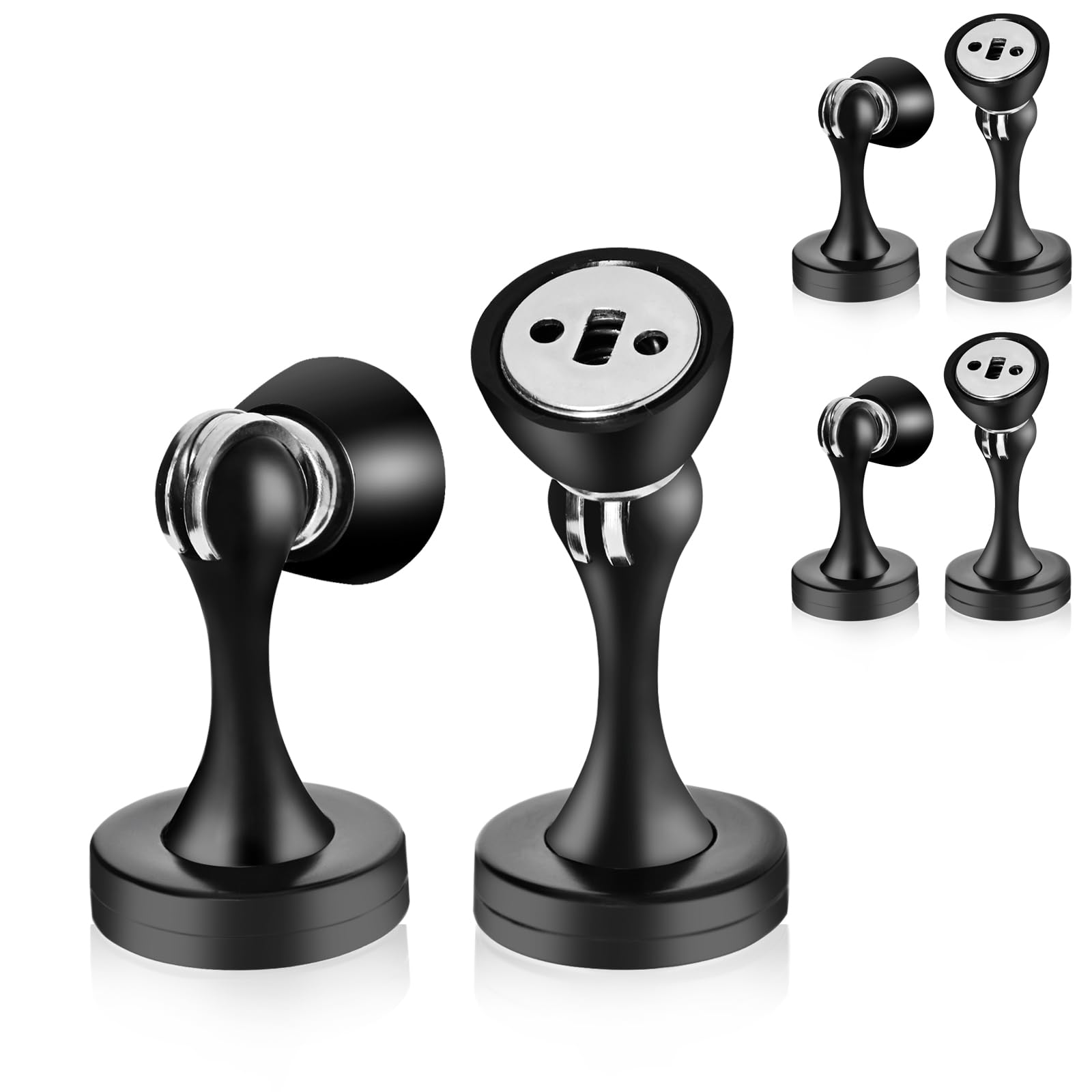 HOMOTEK 6 Pack Magnetic Door Stopper, Magnet Door Stop Heavy Duty Zinc& Rubber Tip Magnetic Door Catch Door Holder, Door Handle and Wall Protector(Black) — image 1