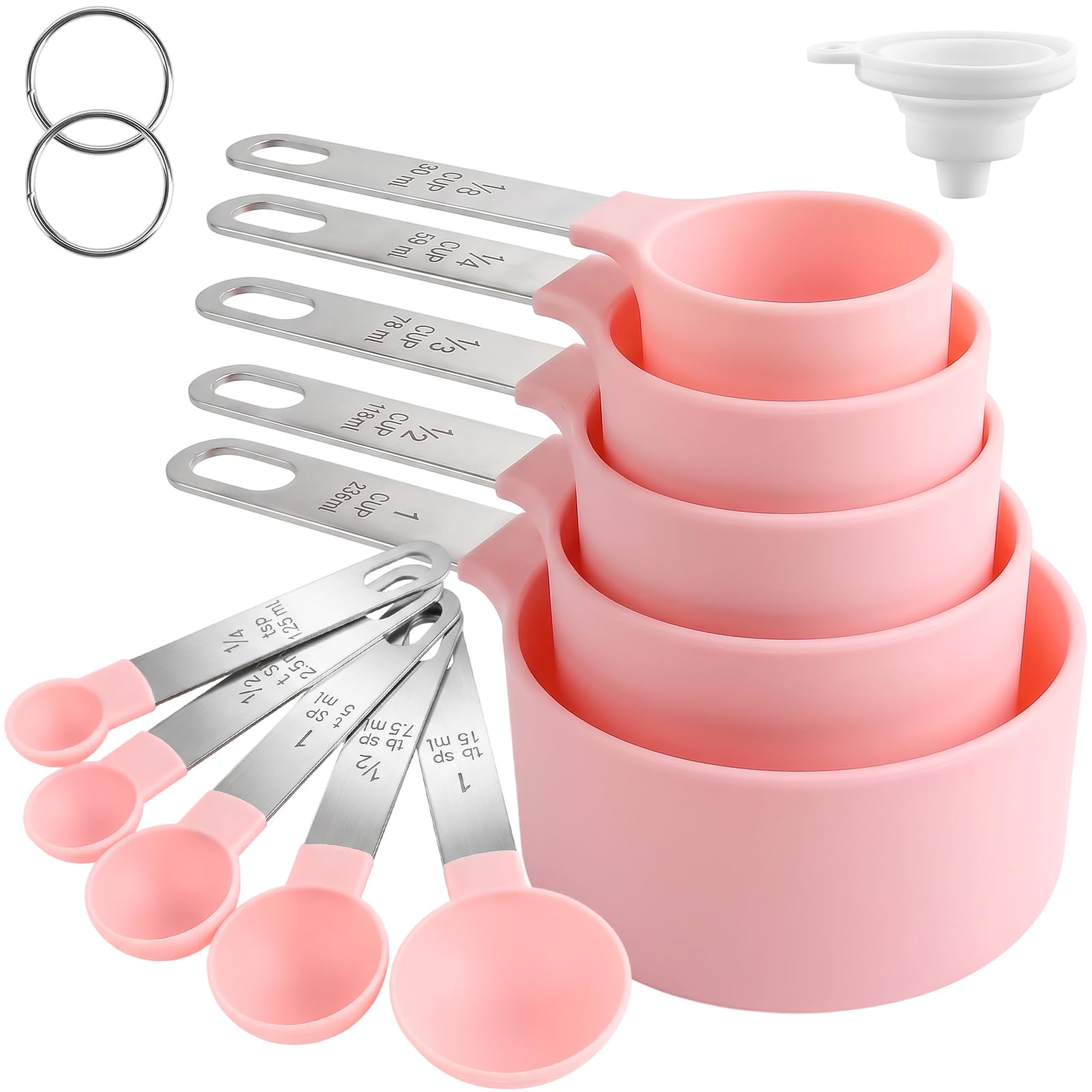 10PCS Measuring Cups and Spoons Set with 1PC Collapsible Funnel