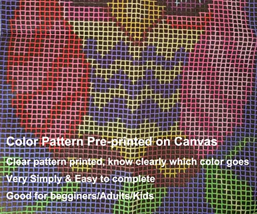 Image of YOOTOM Latch Hook Rug Kit for Adults, DIY Handmade Carpet Crochet Needlework Mat Knotted Cushion Tapestry,Color Owl Pattern Pre-Printed,Embroidery Kits Decoration Festival Gift 20x15in