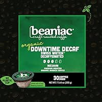 Vista 2 de beaniac Cápsulas de café orgánico descafeinado de agua suiza descafeinada, tostado medio, cápsulas de café compostables de una sola porción, café
