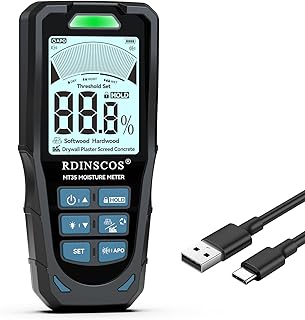 Pinless Moisture Meter for Home Inspection – Non-Destructive Water Leak Detector & Moisture Reader for Basements Walls, Wood, Drywall, Concrete, Masonry – Accurate Moisture Tester with EMF Technology