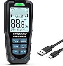 Pinless Moisture Meter for Drywall & Concrete – Digital Drywall Moisture Tester with 3-Color LCD Display, Audible Alarm & HOLD Function – Ideal for Firewood, Lumber, Home Inspections (Black)