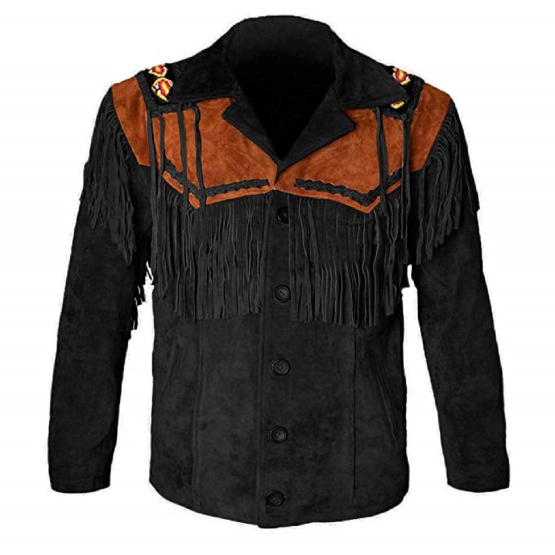 LEATHERAY Western Leather Jackets for Men Cowboy Leather Jacket and Fringe Beaded Coat Suede Leather shirt