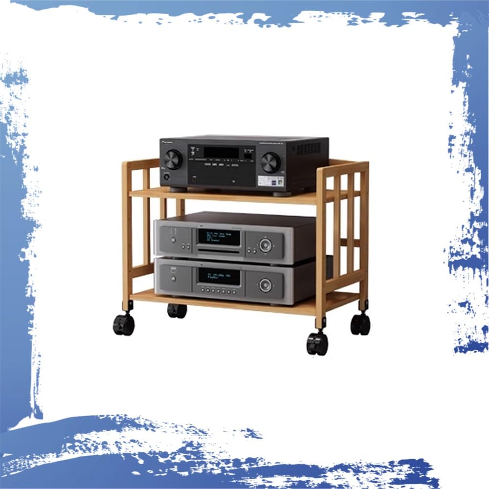 Medienregal, CD-Player-Ständer, Bewegliches HiFi-Audio-Rack(2 Tier 60x38x53cm)